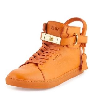 Buscemi Unisex 100MM Orange High Top Sneakers Shoes
